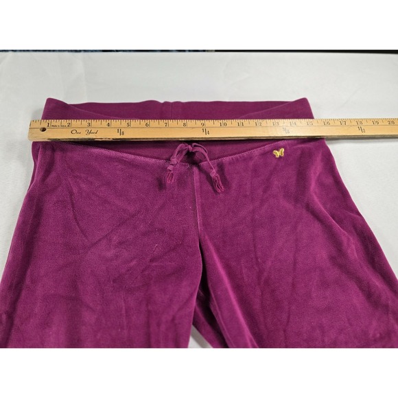 Aeropostale Women's S Purple Velour Wide Leg Drawstring Sweatpants Lounge Y2K - Picture 7 of 8